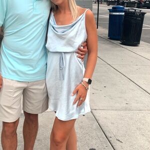 Motel Rocks Light Blue Drape Neck Dress